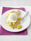 Banana desert with ice cream — Stock Photo