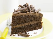 Rebanada de pastel de chocolate en el plato - foto de stock