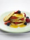 Pancakes with summer berries — Stock Photo