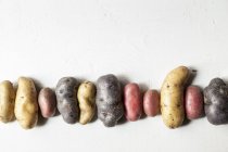 Row of various fresh potatoes — Stock Photo