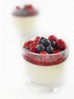 Yogurt cream with compote — Stock Photo