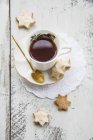 Tea and Cinnamon stars cookies — Stock Photo
