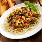 Spaghetti pasta with shrimps — Stock Photo