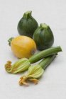 Round green and yellow courgettes — Stock Photo
