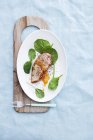 Pork fillet with apricot and mustard sauce — Stock Photo