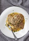 Veal escalope with sauce — Stock Photo