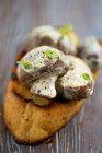 Bruschetta topped with mushrooms — Stock Photo