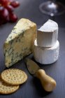 Craquelins et couteau à fromage — Photo de stock