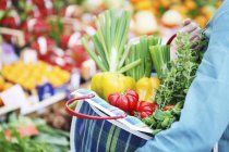 Frisches Gemüse und Kräuter im Beutel — Stockfoto