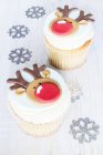 Christmas reindeer cakes — Stock Photo