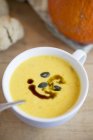 Cream of pumpkin and ginger soup — Stock Photo