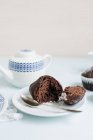 Broken chocolate muffin — Stock Photo