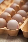 Brown Eggs with stamps — Stock Photo