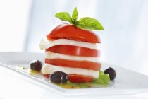 Tomaten und Mozzarella Turm — Stockfoto