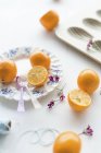 Meyer lemons with madeleine tin — Stock Photo