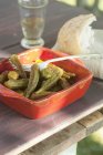 Greek style pickled okra — Stock Photo