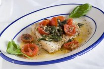 Baked Swordfish with capers — Stock Photo