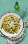 Fusilli carbonara pasta — стоковое фото