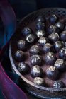 Homemade dark chocolate truffle — Stock Photo