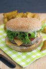 Cheeseburger with tomatoes and lettuce — Stock Photo