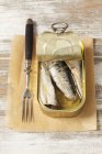Tin of smoked sardines — Stock Photo