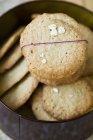 Oat biscuits in tin — Stock Photo