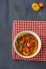 Colourful tomato and pepper soup — Stock Photo