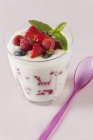 Yogurt con bacche e miele — Foto stock