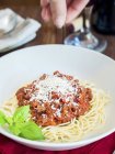 Спагетти с вегетарианским болоньезе — стоковое фото