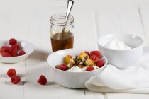 Yogurt con frutta fresca e cereali — Foto stock