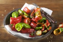 Fresh sliced Melrose peppers — Stock Photo