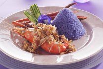 Crevettes à l'ail avec riz — Photo de stock