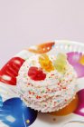 Cupcake topped with gummy bears — Stock Photo