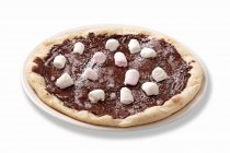 Chocolate pizza with marshmallows — Stock Photo