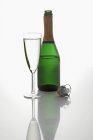 Bottle and a glass of sparking wine — Stock Photo