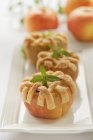 Baked apple topped with pastry strips — Stock Photo