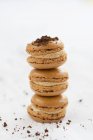 Stack of coffee macaroons — Stock Photo