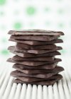 Closeup view of chocolate and mint cookies stack — Stock Photo