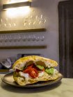 Mozzarella and basil sandwich — Stock Photo