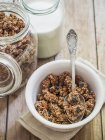 Muesli with almonds and raisins — Stock Photo