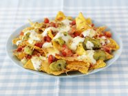 Nachos with cheese on plate — Stock Photo