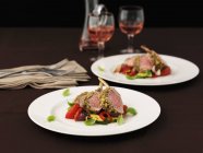 Rack of lamb with vegetables — Stock Photo