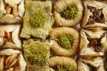 Closeup top view of various types of baklava — Stock Photo