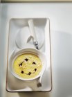Closeup view of vanilla cream with chocolate core — Stock Photo