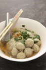 Noodle soup with meatballs — Stock Photo