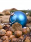 Blue Christmas bauble — Stock Photo
