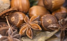 Hazelnuts and star anise — Stock Photo