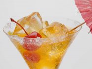 Tequila Sunrise with cocktail cherry — Stock Photo