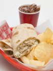 Closeup view of wraps with crisps and Cola — Stock Photo