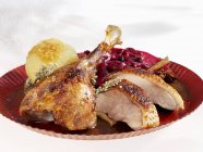 Roast goose with cabbage — Stock Photo
